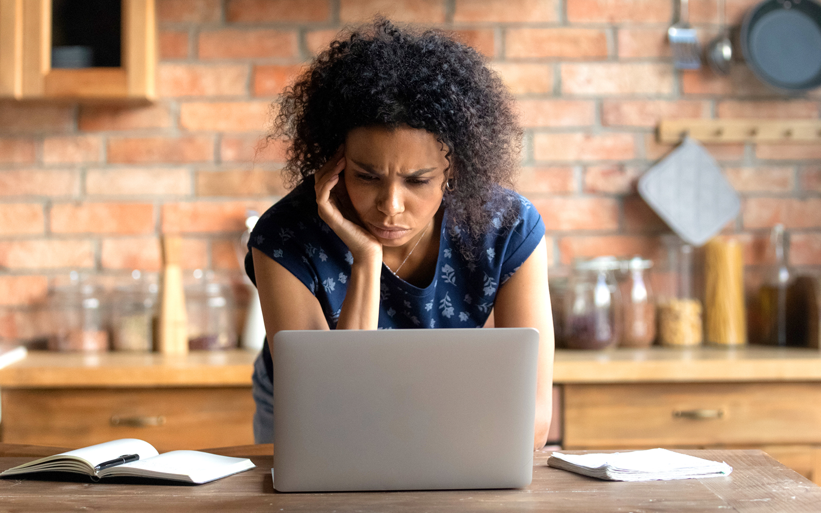Frustrated woman with computer